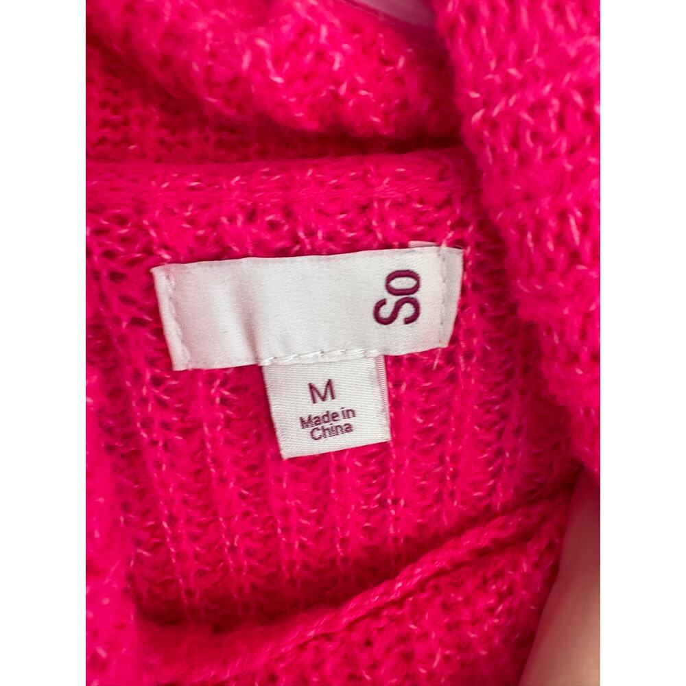 Neon Hot Pink Knit Pullover Turtleneck Sweater - Picture 2 of 3